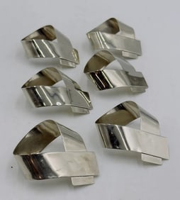 Set of 6 Silver-Plated Napkin Rings, Made in Hong Kong
