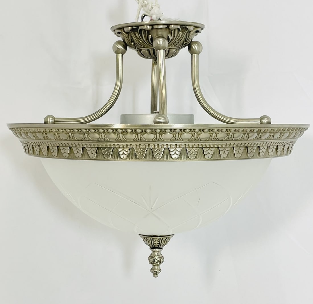 Cast Bronze & Glass Semi Flush Ceiling Light Light (1 of 20)
