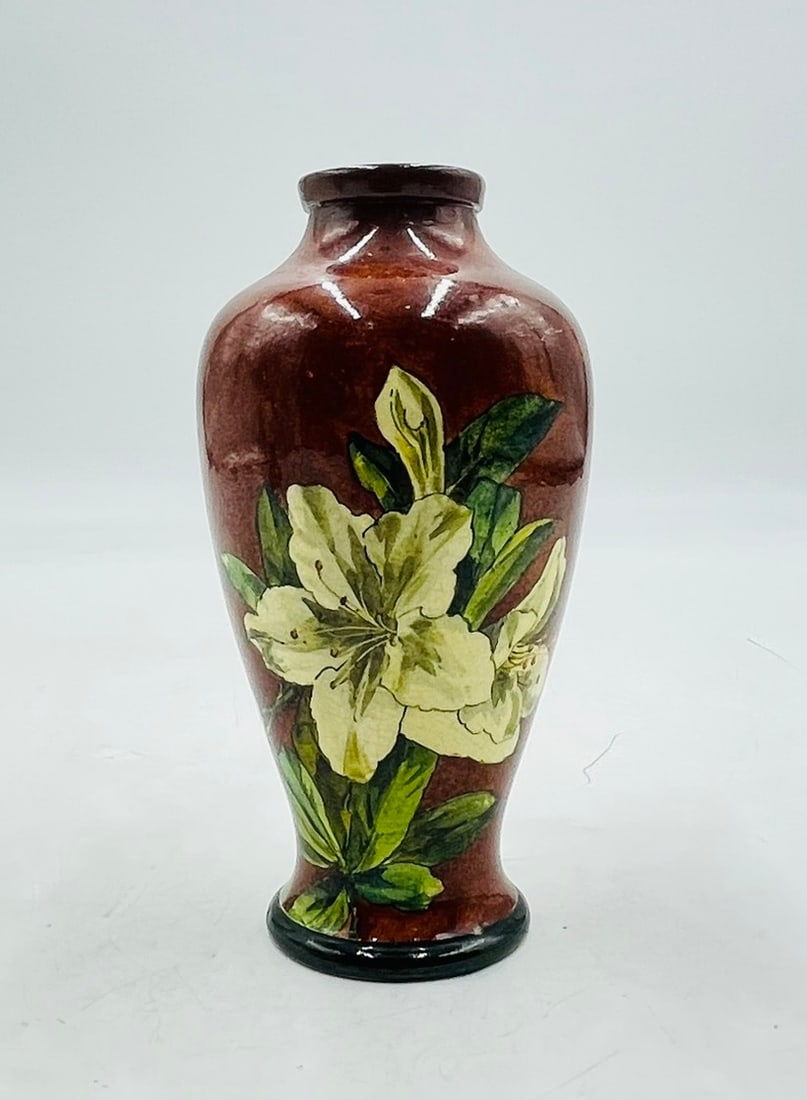Vintage Vase by Helen Arding for Doulton Lambeth, Signed, England 19th Century: Antique pottery vase designed by Helen Arding for Doulton Lambeth, manufactured in England in the 19th Century. The piece is signed. Measurements: 7 inches high x 3 5/8 inches in diameter. All items a