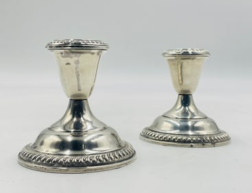 Pair of Sterling Silver Candle Holders, USA 1950's