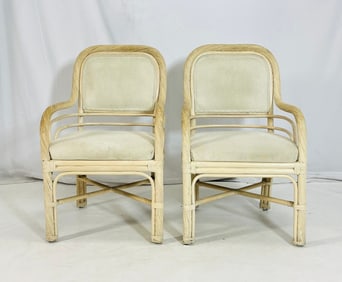 Pair of Twisted Reed Armchairs, USA 1970s