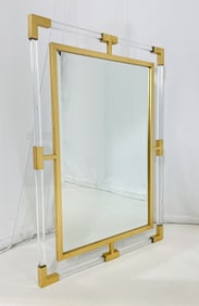 Lucite and Brass Tone Wall Mirror by Uttermost
