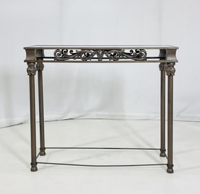 Vintage Metal and Glass Console Table