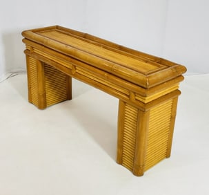 Vintage Bamboo and Split Rattan Console Table