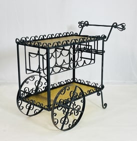 Vintage Modern Wrought Iron Bar Cart, USA 1960's