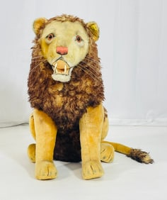 Large Vintage Steiff Lion Stuffed Animal Made in Germany.
