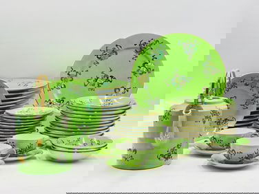 45 Piece Dinnerware Service in Porcelain and Hand-Painted Motives by Kreiss