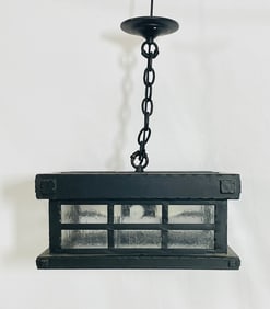 Custom Wrought Iron & Glass Chandelier by Steven Handelman Studios, USA