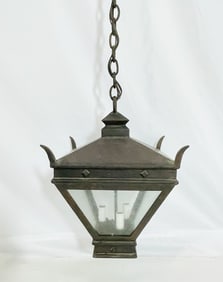 Custom Wrought Iron & Glass Chandelier by Steven Handelman Studios, USA