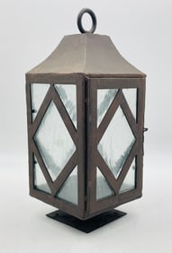 Custom Wrought Iron & Glass Pendant Light by Steven Handelman Studios, USA 2000's