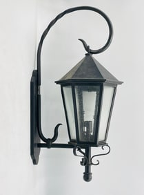 Wrought Iron & Glass Outdoor Wall Sconce by Steven Handelman Studios, USA 2018