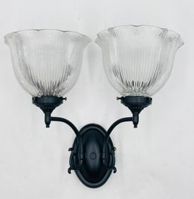 Double Wall Sconce with a Black Finish by Steve Handelman Studios