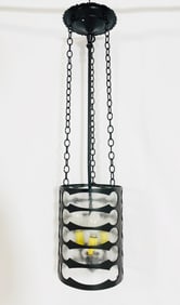 Custom Pendant Light in Steel & Glass by Steve Handelman Studios, USA 2013