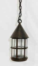 Custom Pendant Light in Aged Steel & Glass by Steve Handelman Studios, USA 2014