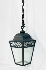 Custom Pendant Light in Aged Steel Finish & Glass by Steven Handelman Studios, USA 2022