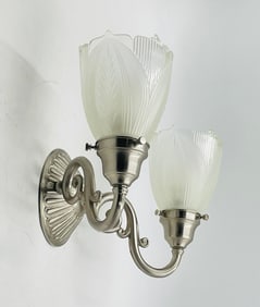 Double Wall Sconce in Nickel & Glass Shades