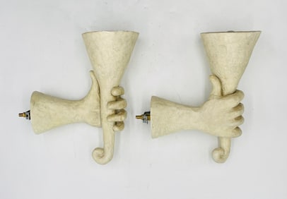 Modern Pair of Hand-Shaped Wall Sconces