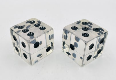 Pair of Large Lucite Dice Bookends by Charles Hollis Jones