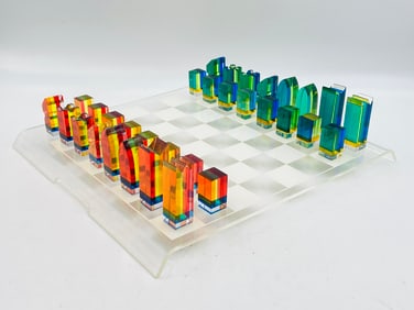 Vintage Lucite Chess Set by Charles Hollis Jones, USA 1960's