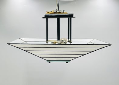 Ceiling Chandelier With Slag Glass Shade by Lightolier