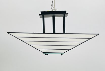 Ceiling Chandelier With Slag Glass Shade by Lightolier