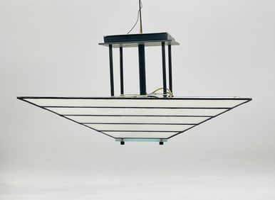 Ceiling Chandelier With Slag Glass Shade by Lightolier