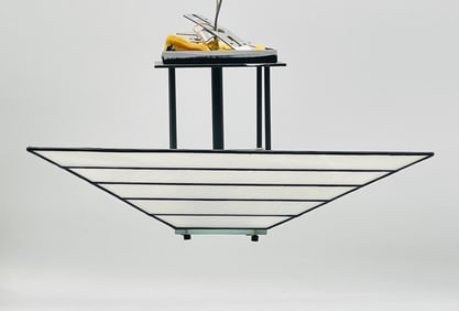 Ceiling Chandelier With Slag Glass Shade by Lightolier