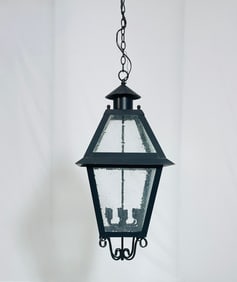 Brass Chandelier with Glass Panes & Powder Finish by Steve Handelman Studios, Dated