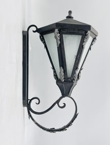 Custom Wrought Iron & Glass Wall Sconce by Steven Handelman Studios, USA 2000s