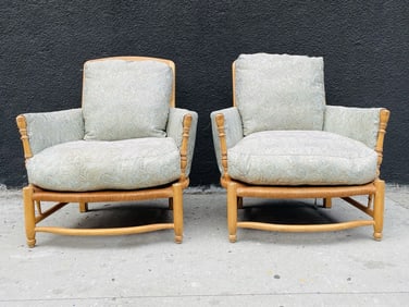 Pair of Country Rush Lounge Chairs by Charles Pollock Reproductions