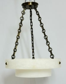 Alabaster & Aged Brass Pendant Light by Brass Light Gallery, USA 21ST Century