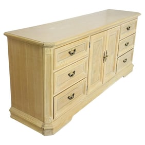 Pickled White Oakwood Credenza/Dresser with Nine Drawers