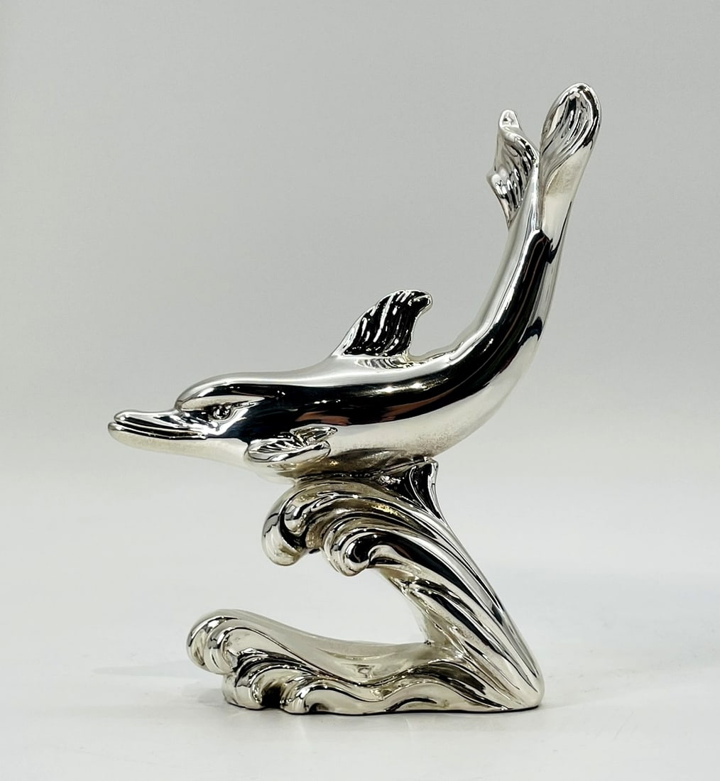Vintage Dolphin Statuette made in Italy by Nuova Max Art Oro E Argento. (1 of 8)
