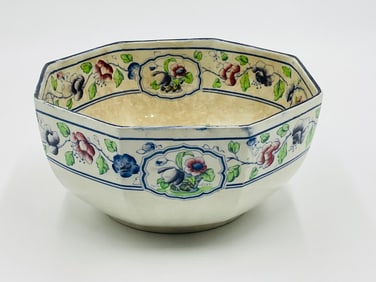 Large Octagonal Bowl by Corona Ware Hancock & Sons Old Woodstock