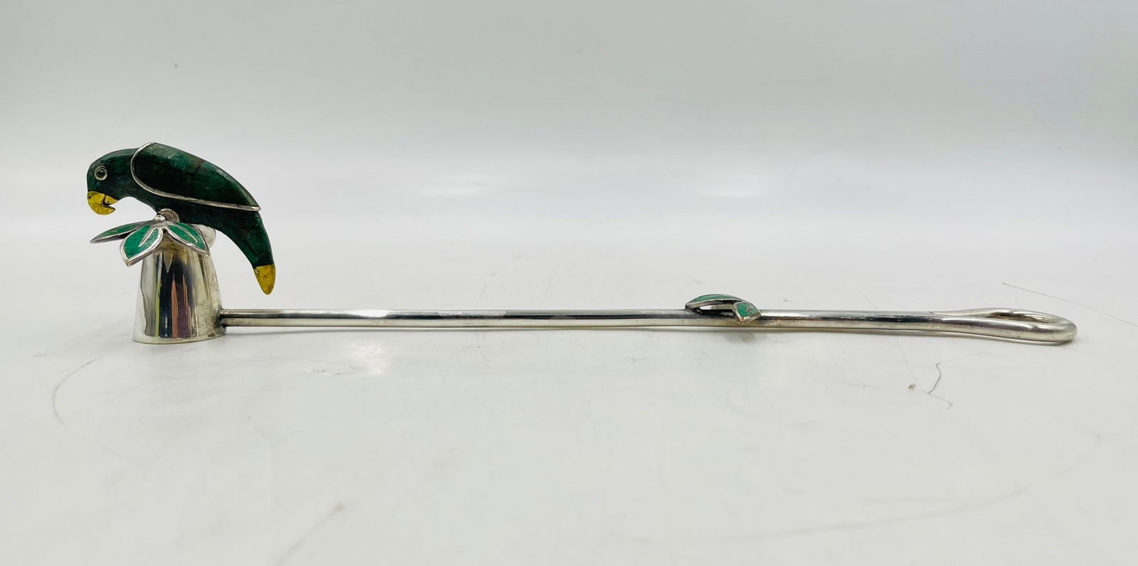 Malachite & Silverplated Candle Snuffer by Emilia Castillo, Mexico 1980's (1 of 10)