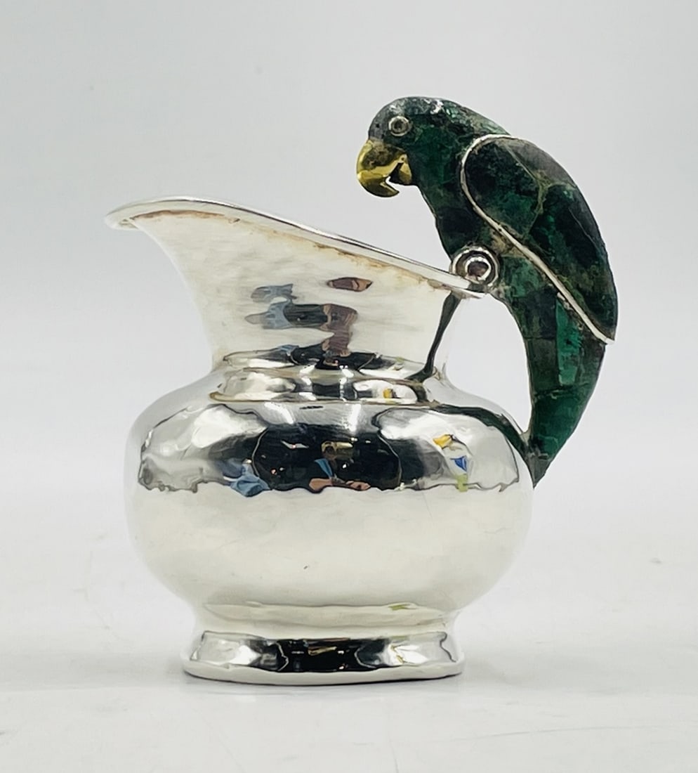 Vintage Creamer Pitcher in Malachite, Lapis Lazuli & Silverplate by Los Castillo (1 of 12)