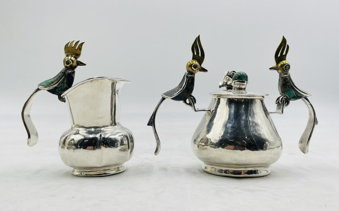 Bird of Paradise Creamer, Sugar Pot & Spoon by Los Castillo, Mexico 1970's (1 of 7)