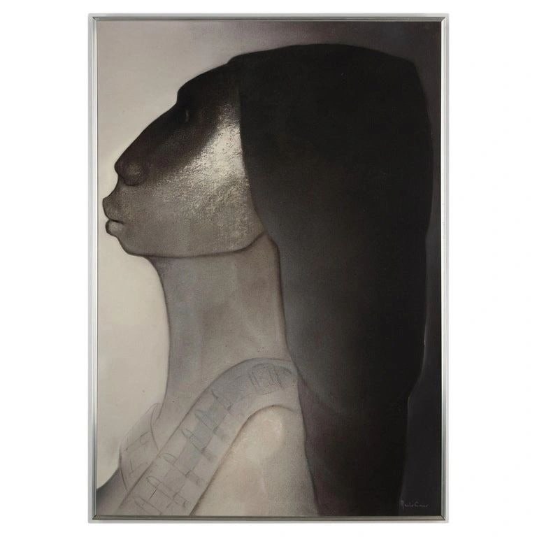 Oil on Canvas by Mario Lopez Cano 'La Mujer' Signed, Mexico 1970's (1 of 13)