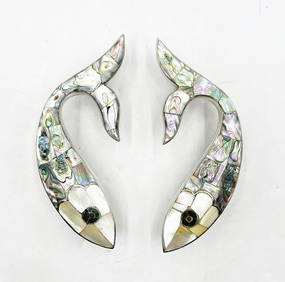 Fish Shaped Door Handles with Mother of Pearl & Abalone by Los Castillo, Mexico 1970's (1 of 7)