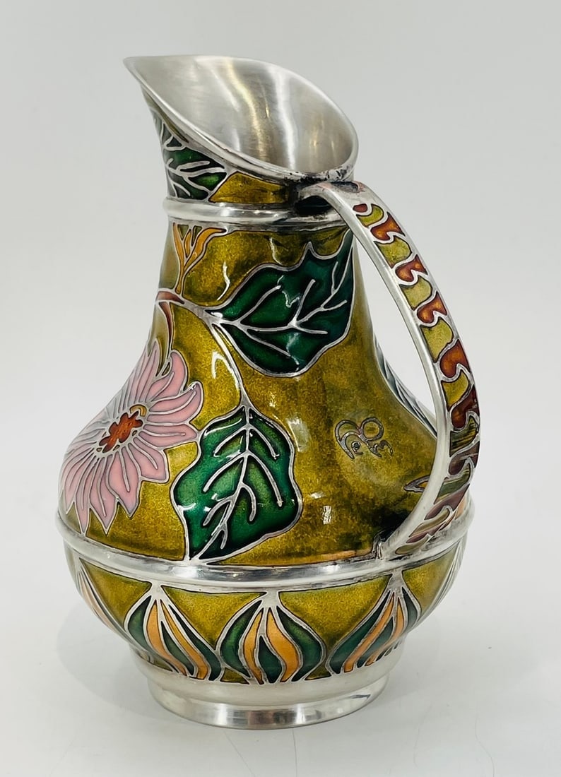 Vintage Silver & Enamel Pitcher Made in Mexico, Signed, Mexico 20th Century (1 of 18)