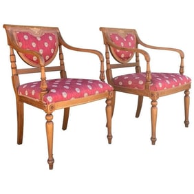 2 Antique Armchairs With Parquetry Inlay by Rossita