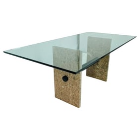 Vintage Marble & Glass Dining Table, Italy 1980s.