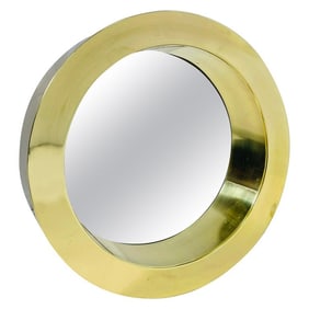 Brass "Port Hole" Wall Mirror Attributed to Curtis Jere