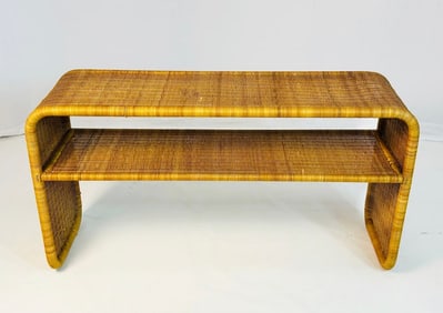 Wicker Console Table Made in the USA by Founders, Circa 1960s