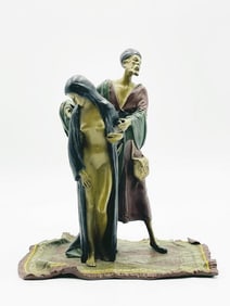 Bronze Sculpture of a Couple Standing on a Rug by Franz Bergman