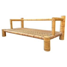 Three Seater Bamboo and Wicker Sofa in the style of Karl Springer