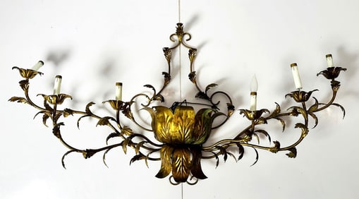 Vintage Gold Gilt Wall Sconce with Six Lights, Italy 1970s