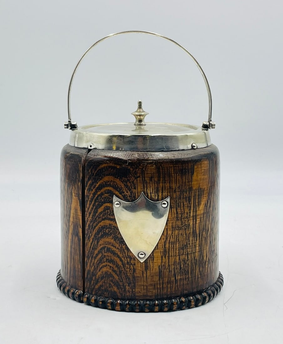 English Cookie Jar With Hand-Painted Porcelain Lining & Silver Plated Accents (1 of 18)