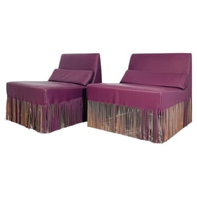 Pair of "Fringe" Slipper Chairs made in Italy by Gamma Arredamenti International
