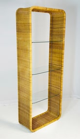 Five Tier Display Cabinet in Rattan and Pencil Reed, USA 1960's